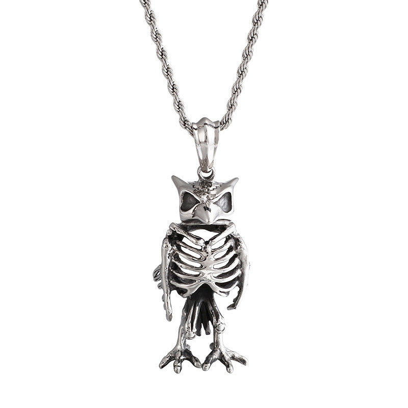 Stainless Steel Animal Necklace Eagle Head Skull Titanium Steel Pendant