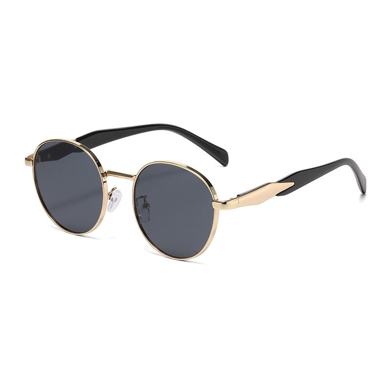 Lunettes de Soleil Rondes en Métal Protection UV pour Femme