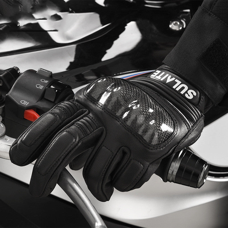 Men's And Women's Motorcycle Sheepskin Riding Full Finger Gloves