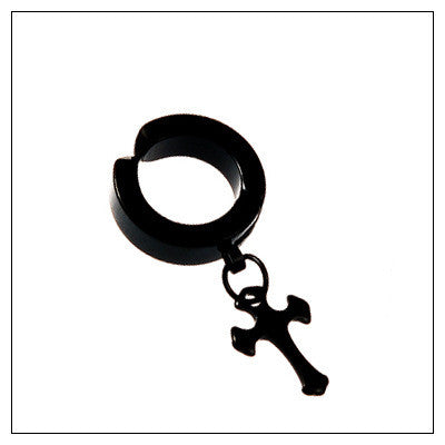 Tassel Black Earrings Without Pierced Cross Wolf Men And Women Tide Earrings