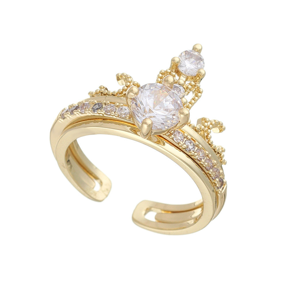 Women's Fashion Simple Copper Micro-inlaid Zircon Ring Suit