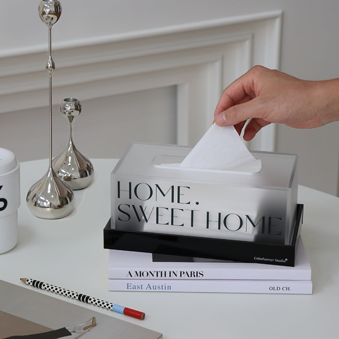 Simple Acrylic Tissue Box With High-end Light Luxury Decorations