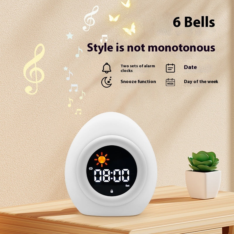 Simple Egg Sleep Alarm Clock Get Up Small Night Lamp