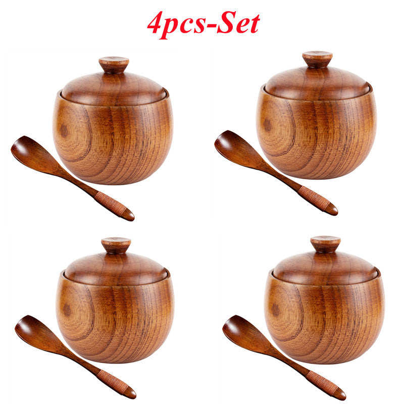 Pot d'assaisonnement en bois créatif pour la cuisine