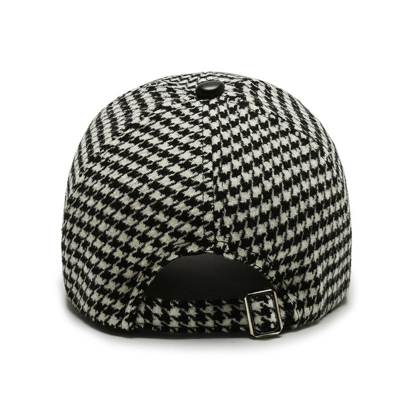 Men's And Women's Fashion Houndstooth Fine Grid Baseball