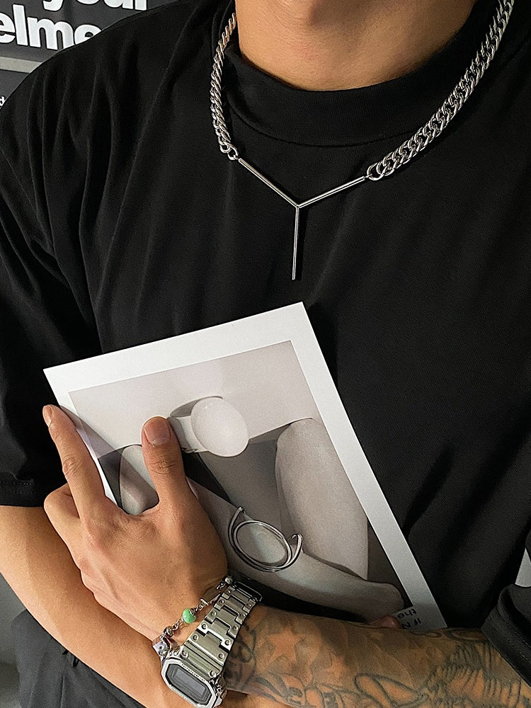 Necklace Men's Colorless Titanium Steel
