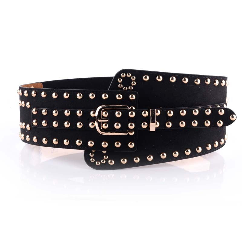Ceinture de mode personnalisée Rivet Punk pour femme avec ceinture large élastique