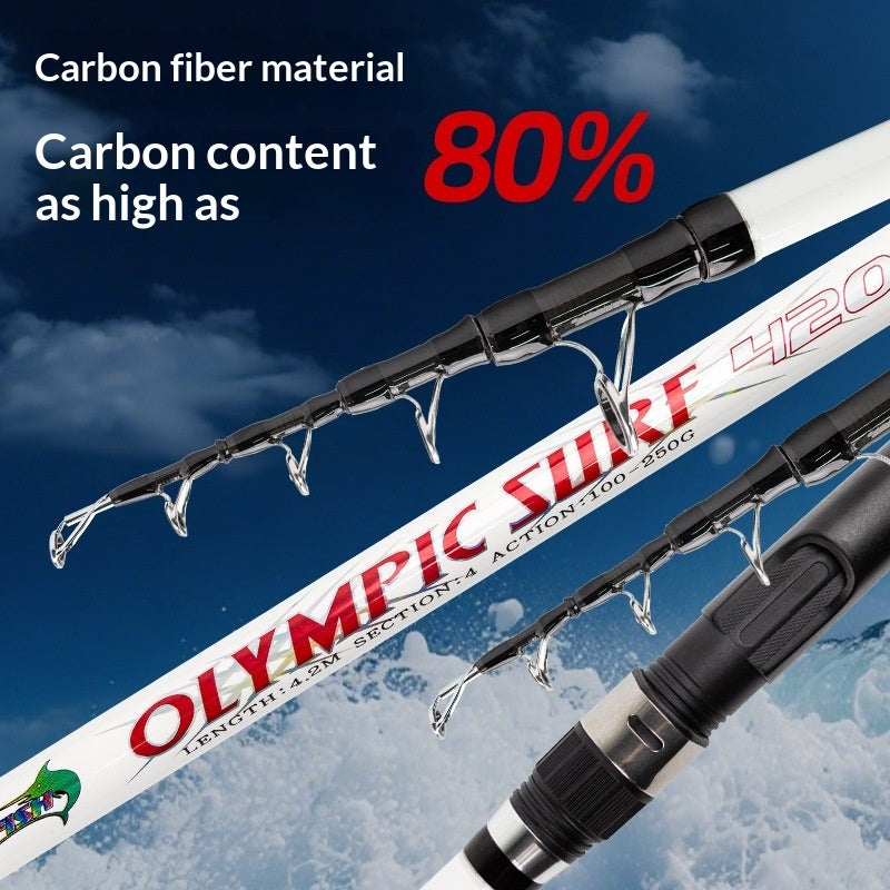 Canne à pêche télescopique dure en carbone haut module pour lancer loin en mer
