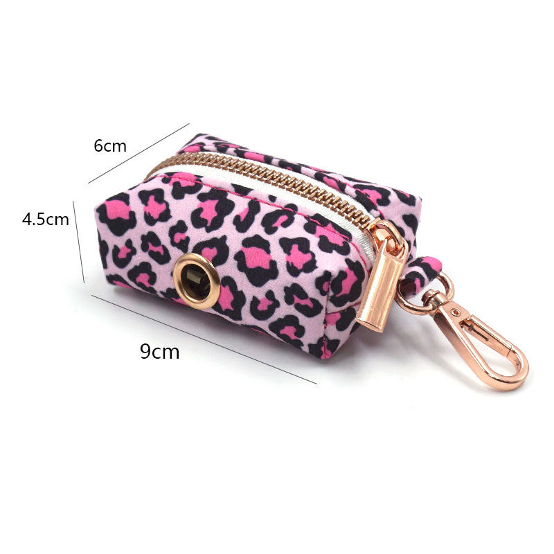 Striped Print Pet Chest And Back Leash Bow Trash Bag Set