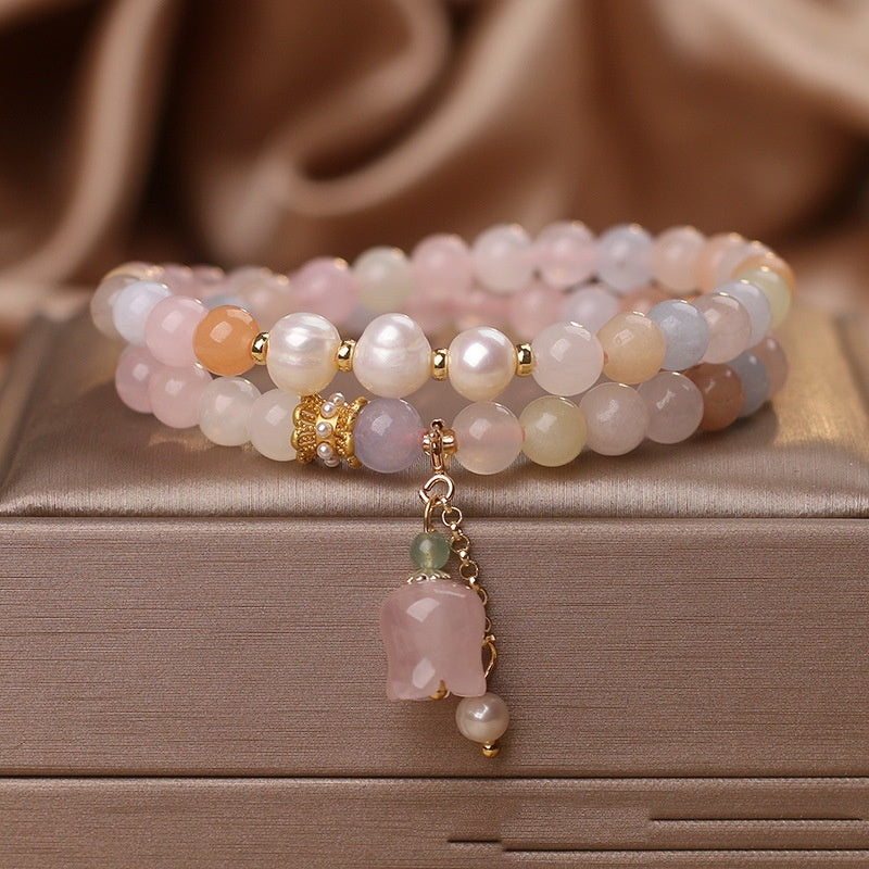 Ethnic Style Natural Morganite Bracelet Female Summer