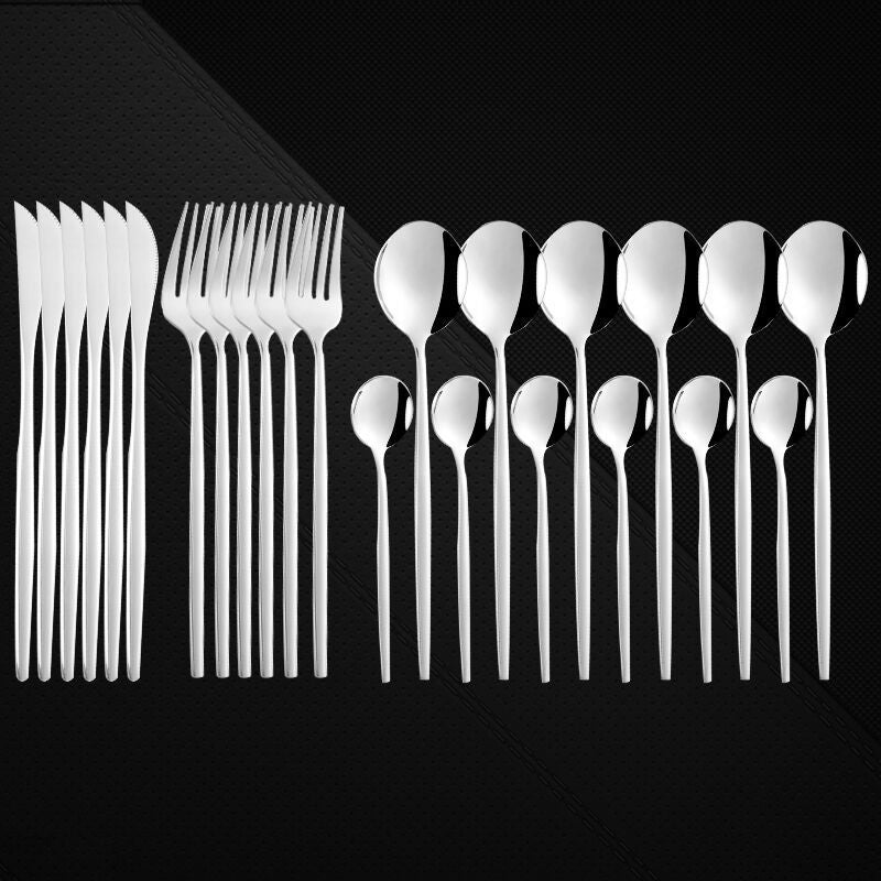 Stainless Steel 24 Pieces Set Spoon And Fork Western Cutlery