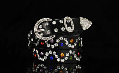 Ceinture en cuir pour femme ornée de strass