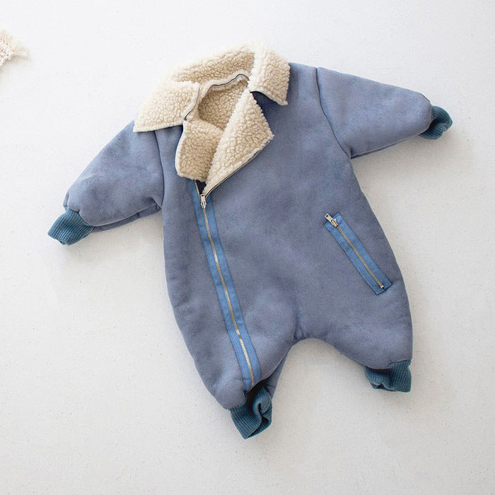 Korean Style Children's Clothing Baby Single-layer Fleece-lined Romper Thickened