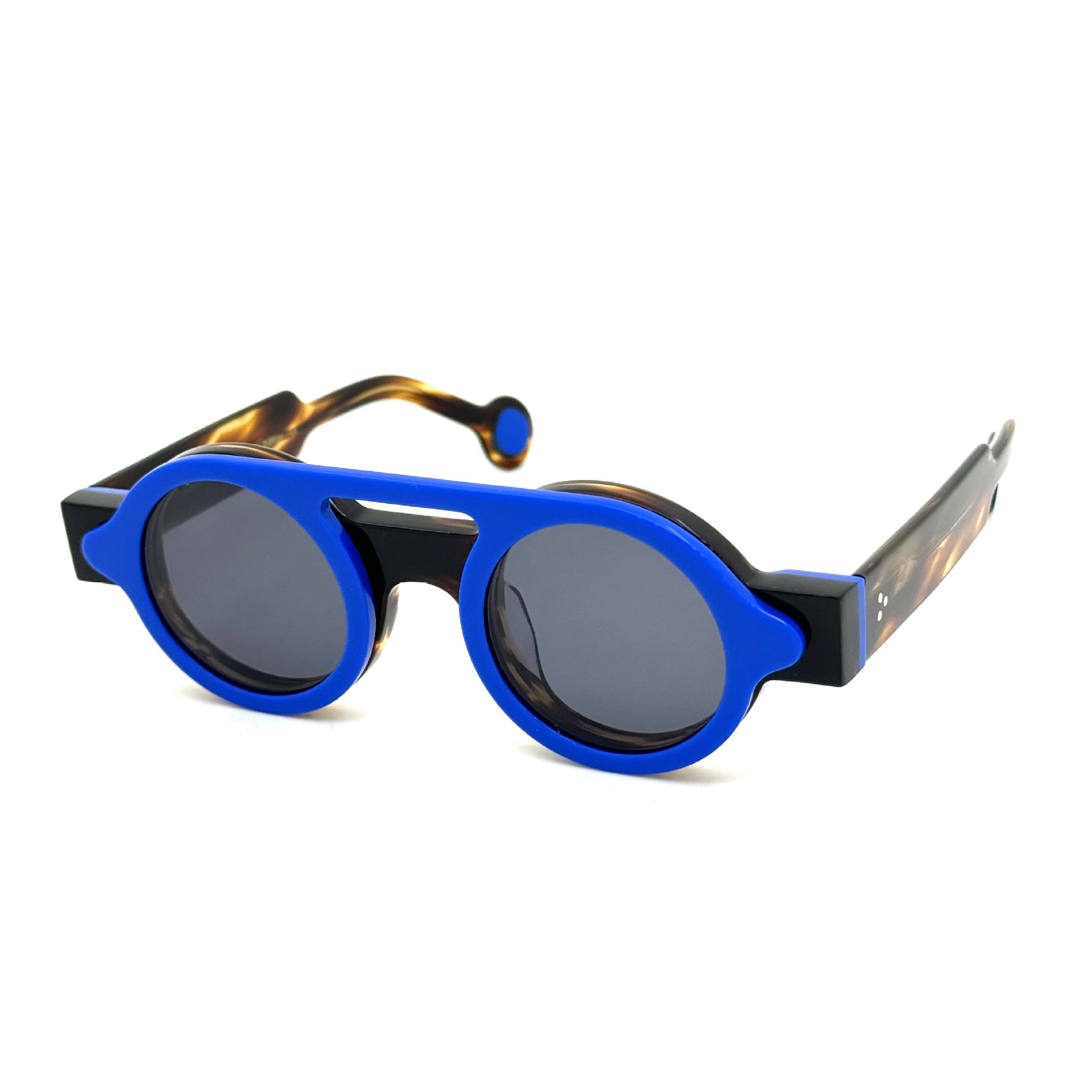 Irregular Circle In Circle Board Klein Blue Polarized Sunglasses