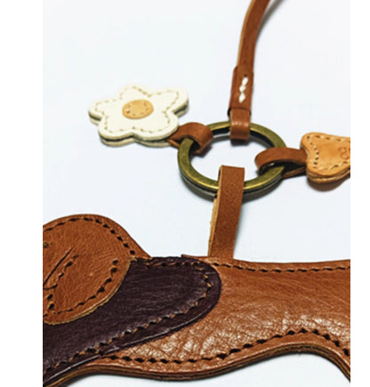 Cute Dachshund Leather Handmade Keychain Bag Charm
