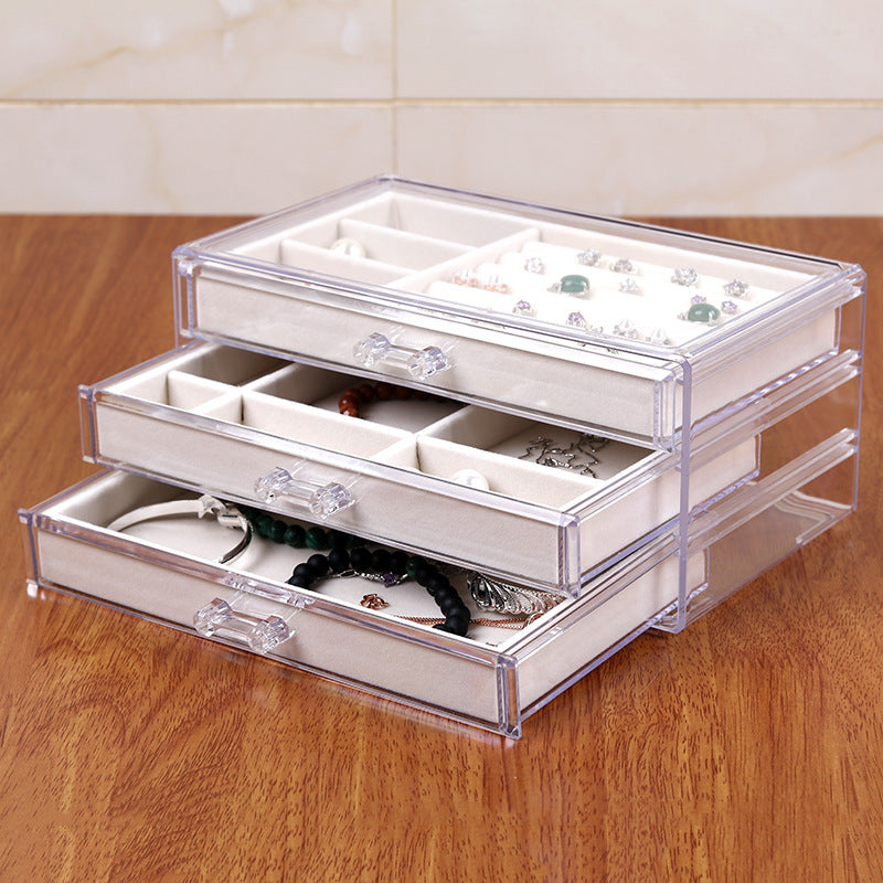 Acrylic Three-layer Drawer Jewelry Storage Display Box