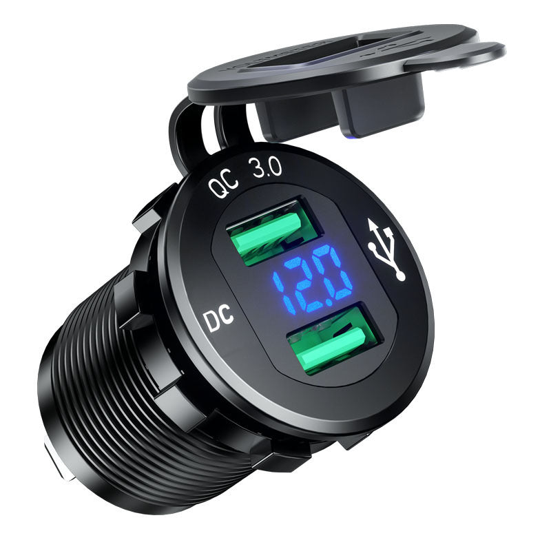 New Car Motorcycle Modified USB Charger Mobile Phone Tablet QC30 Metal Fast Charge Car Charger