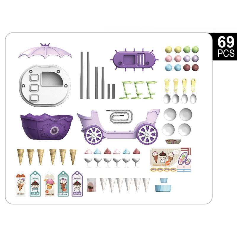 Children's Simulation Ice Cream Car Play House Toys 69-piece Set