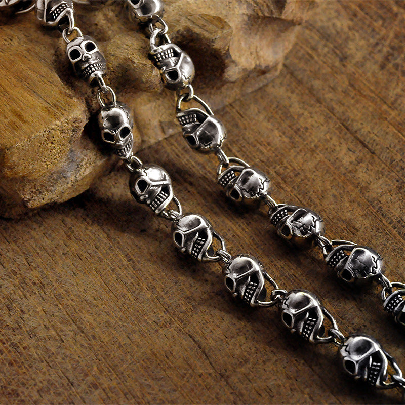 Thai Silver Retro Hip Hop Skull Street Cool Necklace