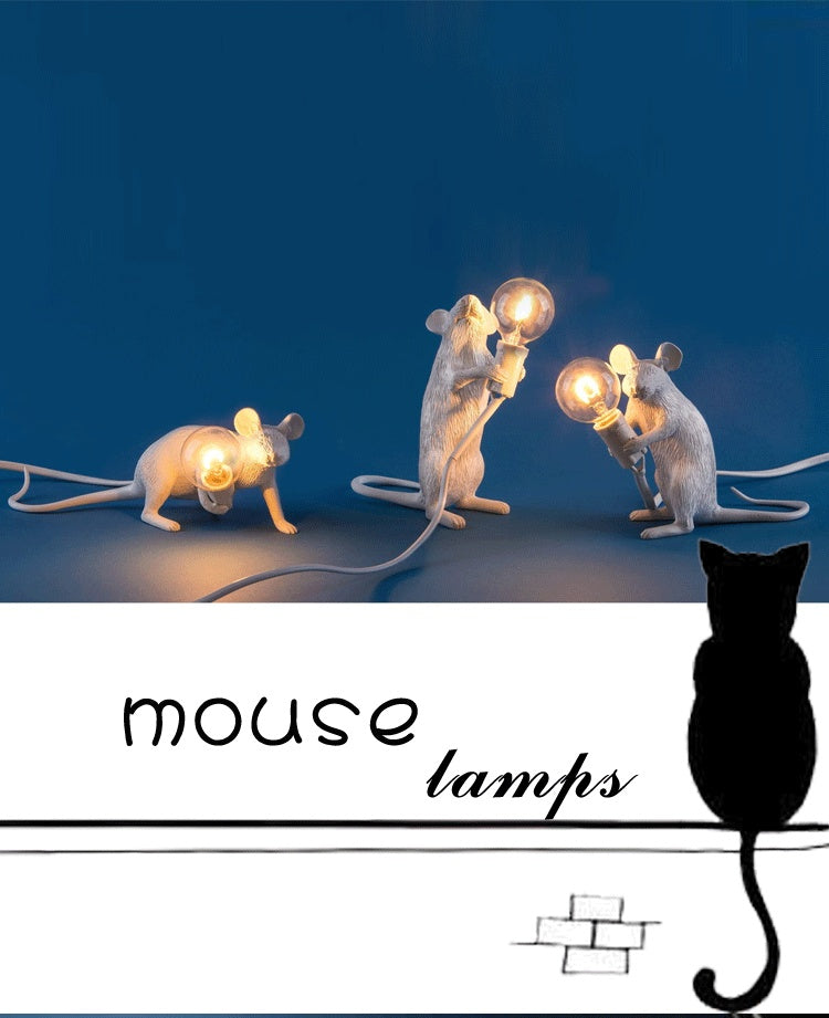 Lampe de Table Creative Nordique en Résine Souris Lumières LED Veilleuse Mini Lampes de Bureau Rat