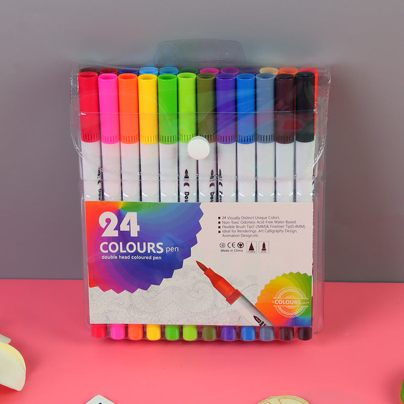 Water Based Double Head Washable Color Line Marker Creative Watercolor Pen Set