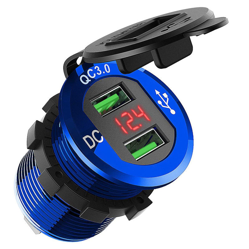 New Car Motorcycle Modified USB Charger Mobile Phone Tablet QC30 Metal Fast Charge Car Charger