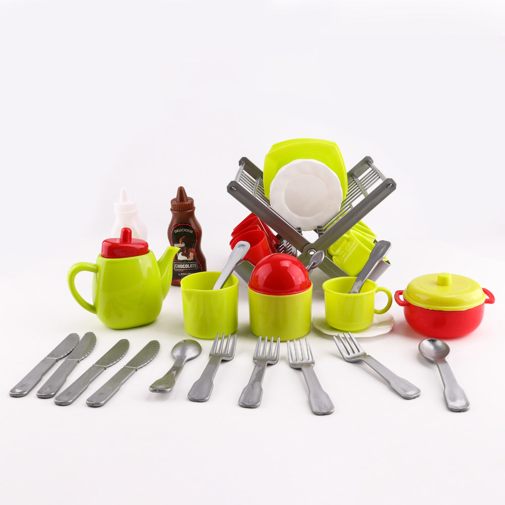 Children's Play House Kitchen Bowl Rack Teapot Combination Toy