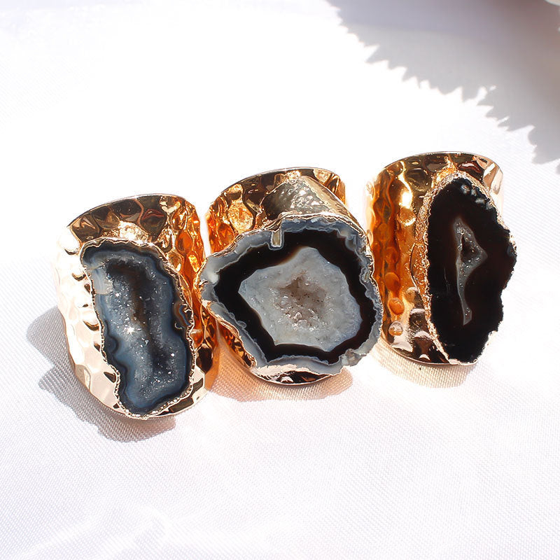 Natural Agate Crystal Hole Ring Natural Stone Rough Stone Slice