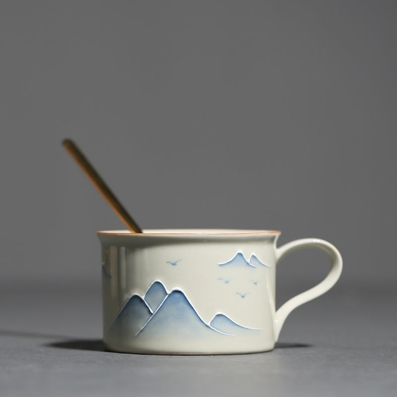 Hand Painted Landscape Coffee Cup Underglaze Household Mug