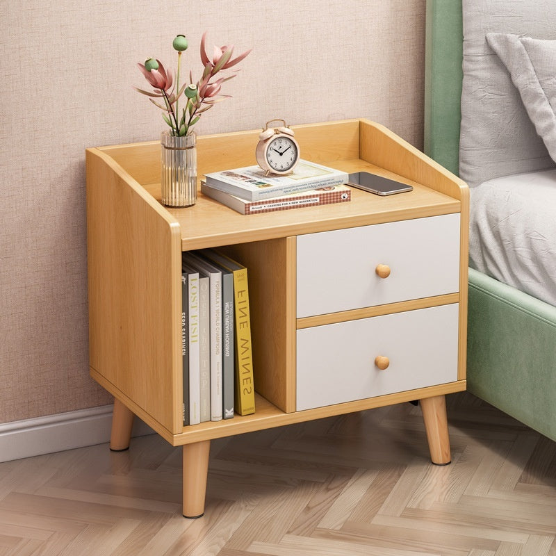 Simple Modern Bedroom Multifunctional Wooden Shelf Bedside Table