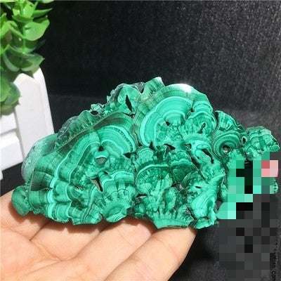 Natural Malachite Green Grinding Slice Mineral Specimen Ornamental Stone