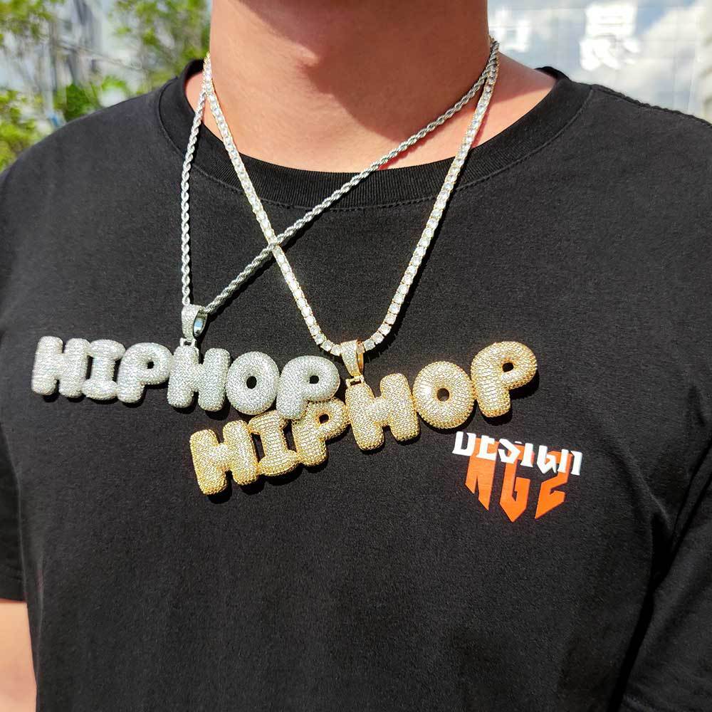 Hip Hop Bubbles Letter Pendant Micro Zirconia Necklace