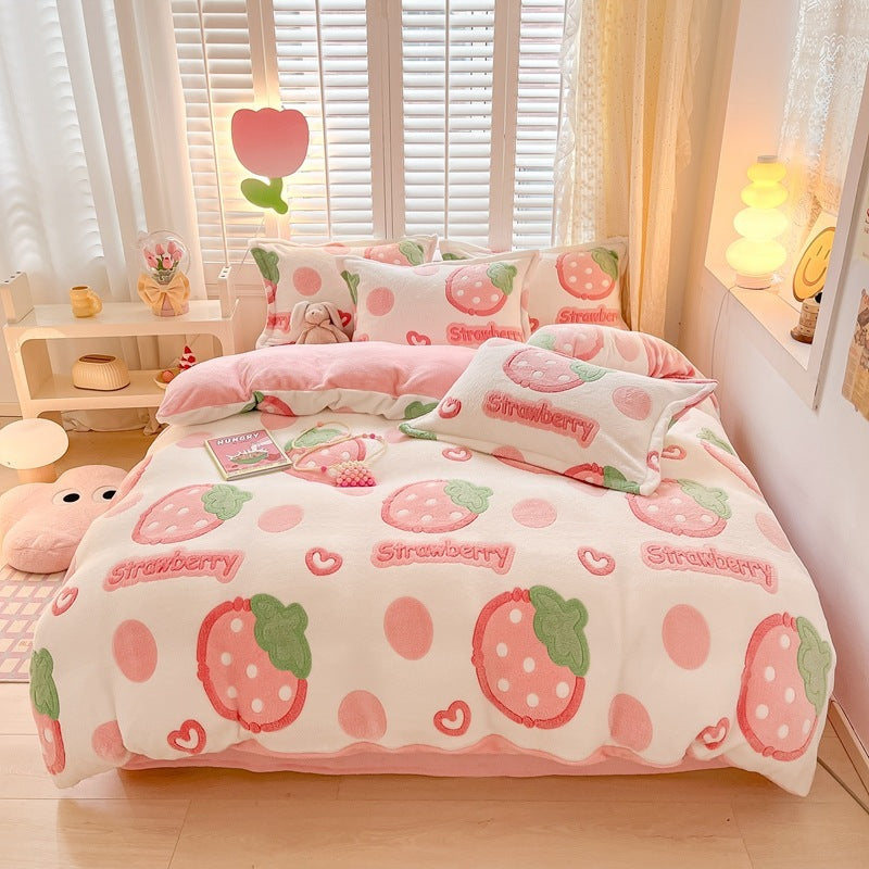 Winter Thickened Fleece Four-piece Set