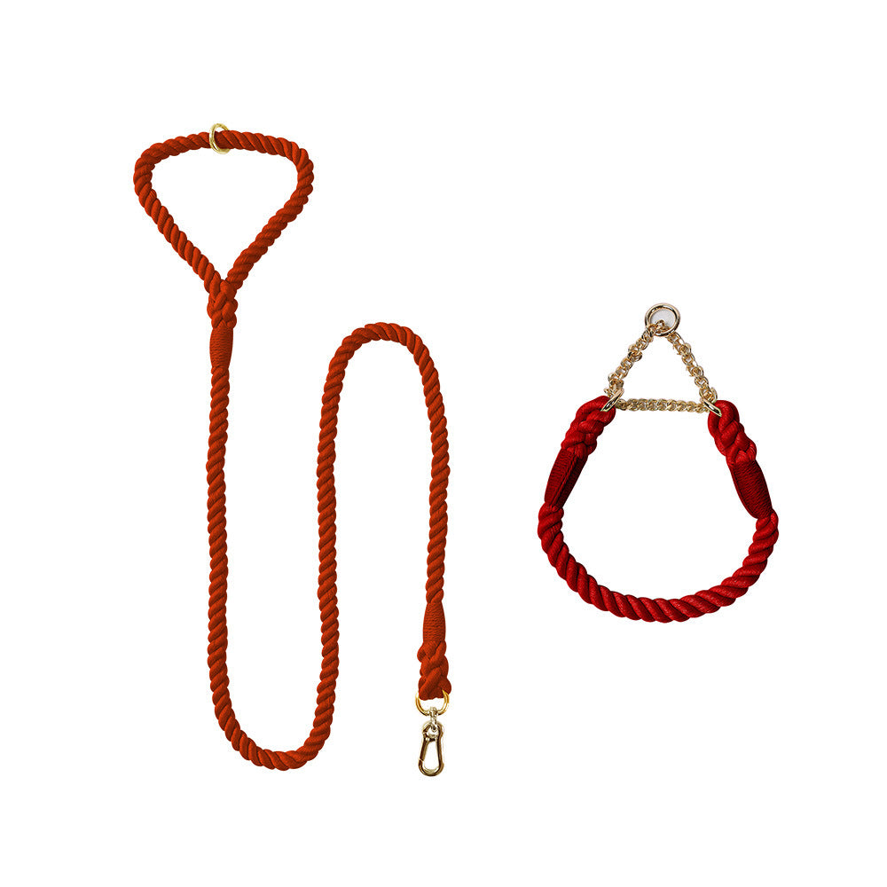 Woven Cotton Pet Dog Leash Collar Set