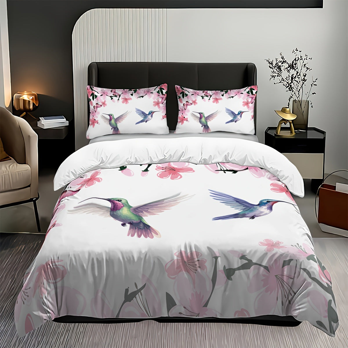 Quicksand Floral Print Bed Sheet Three-Piece Bedding Set
