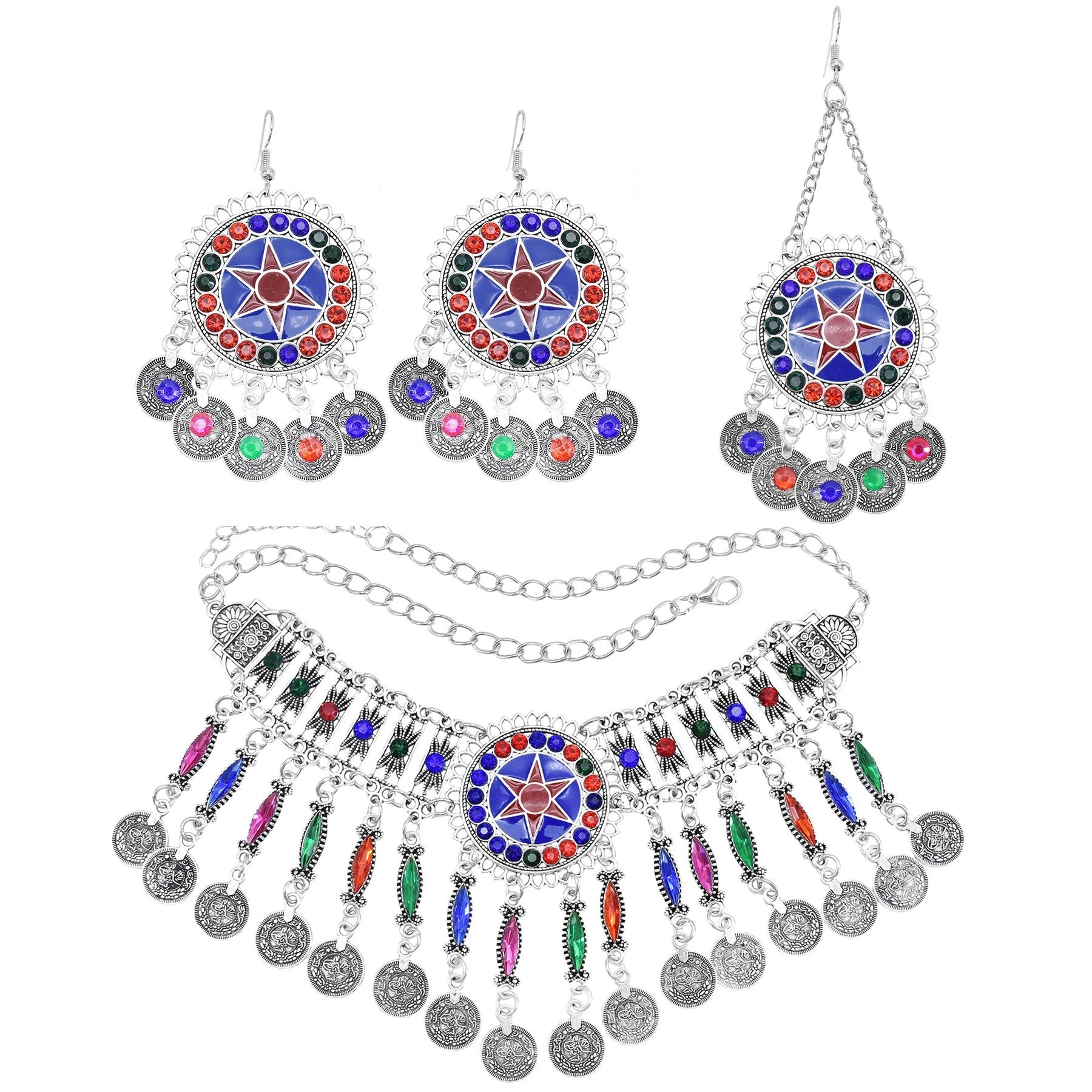 Women's Fashion Tassel Necklace Three-piece Suit