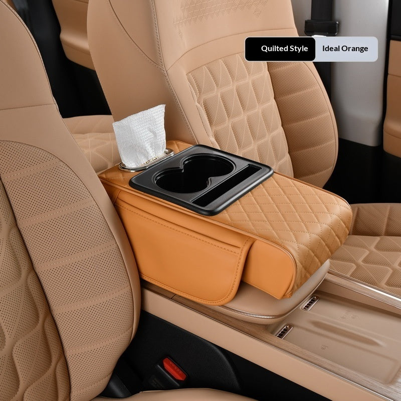 Car Armrest Box Booster Mat, Car Center Armrest Box Mat, Tissue Box Storage Bag, Cup Holder, Four-in-one