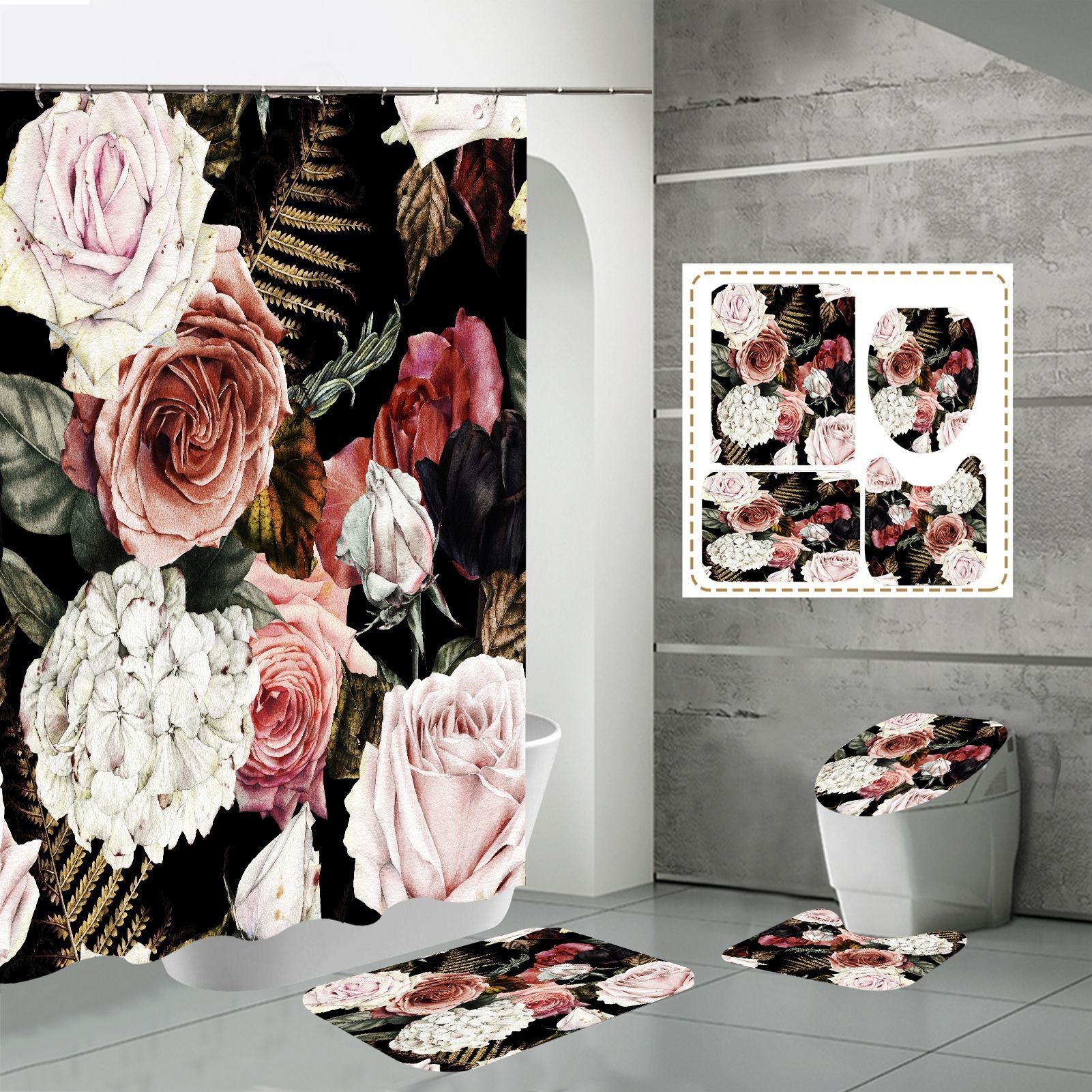 3D HD Digital Printing Bathroom Shower Curtain