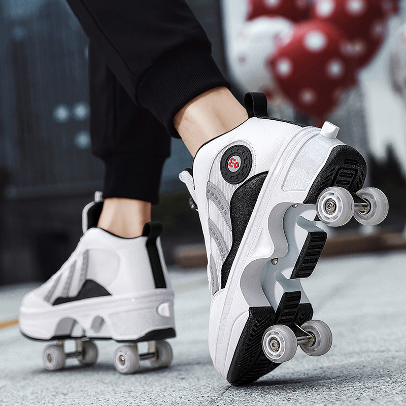 Double Row Pulley Heelys Four-wheel Walking