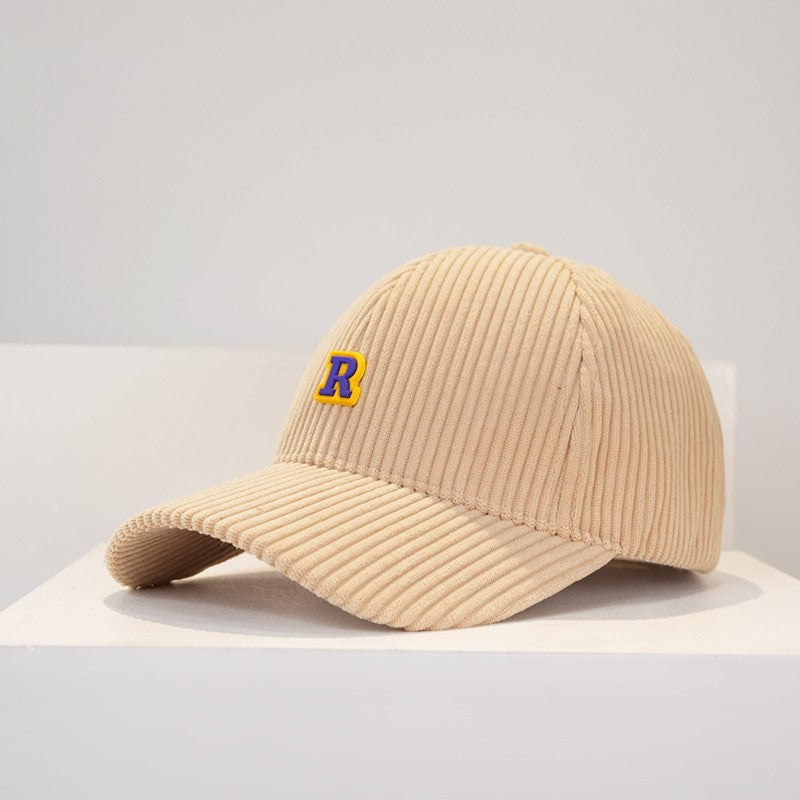 Women's Corduroy R Letter Baseball Cap Hat