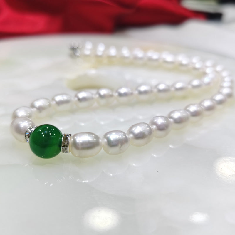 Pearl Necklace Bracelet Ring Three Piece Set