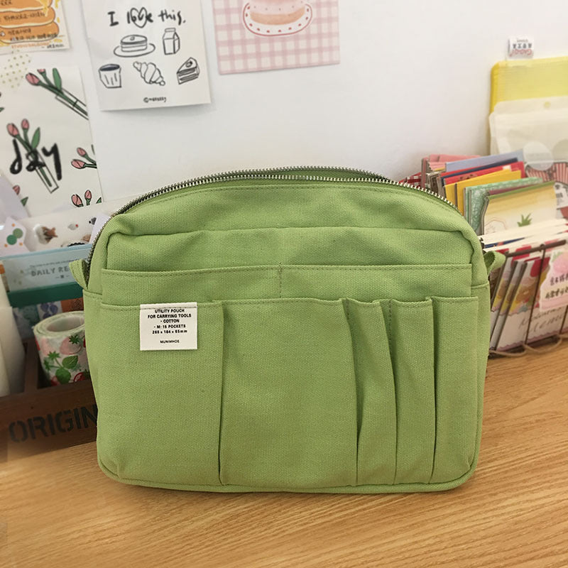 Avocado Green Hand Ledger Storage Bag Thickened Notebook Cover Large