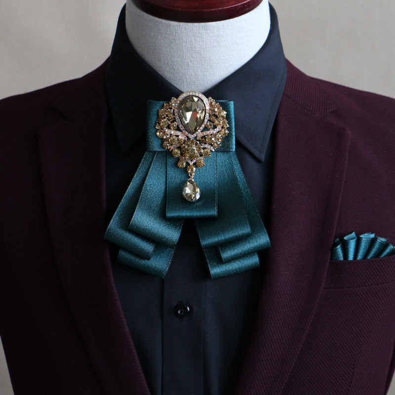 Men's Fashion Simple Diamond Bow Tie Set