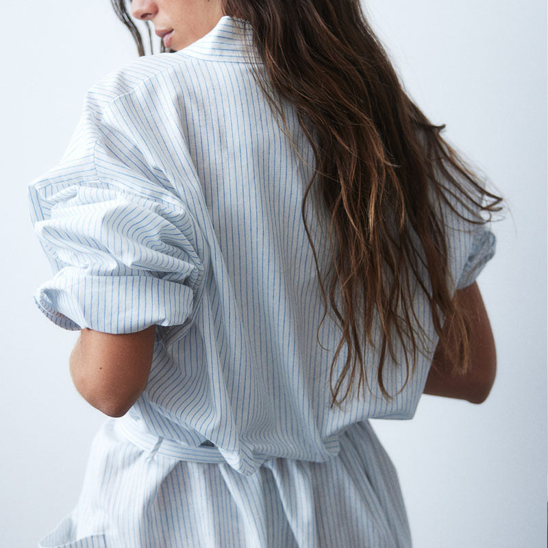 Peignoir fin rayé européen et américain pour femme