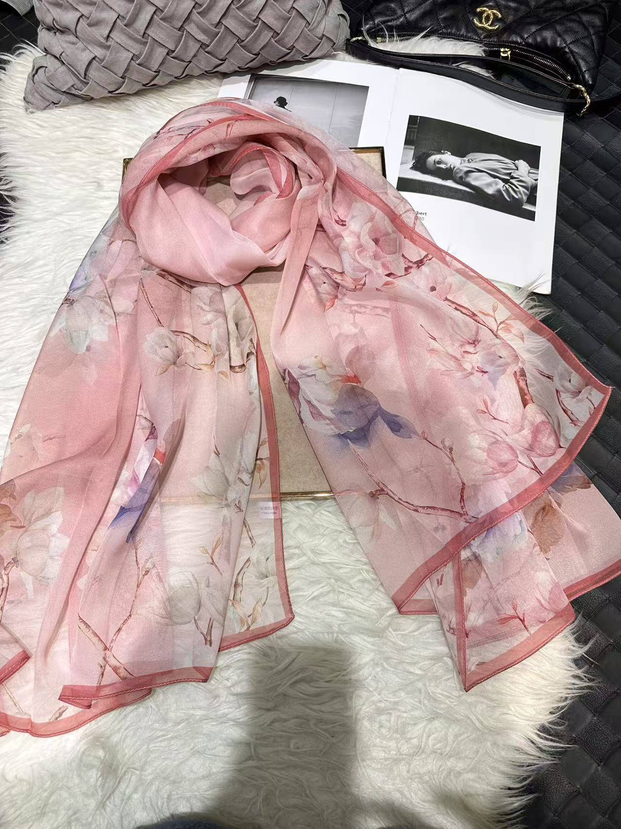 Mulberry Silk Chiffon With Digital Printlightweight Airy And Flowy Summer Sheer Scarf
