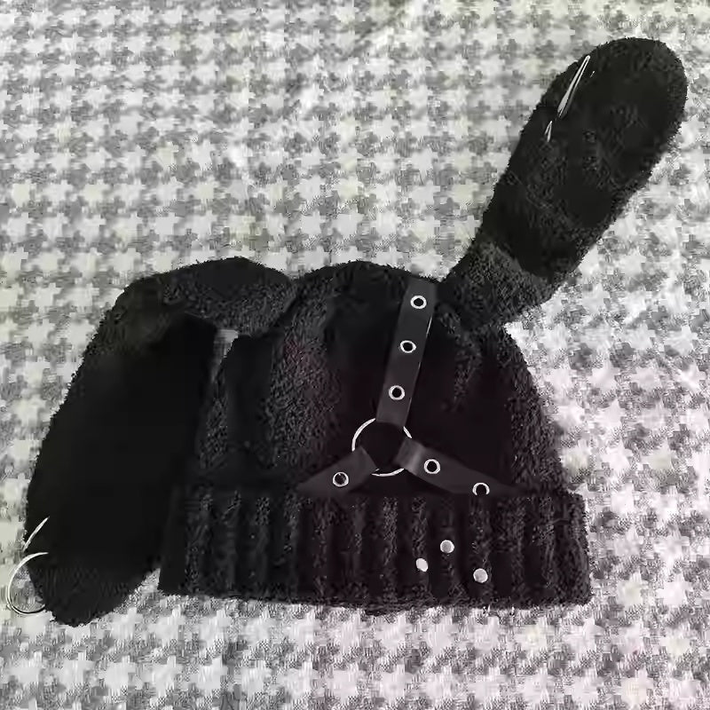 Yabi Culture Rabbit Ear Hat Autumn And Winter Design Violent Piercing Rivet