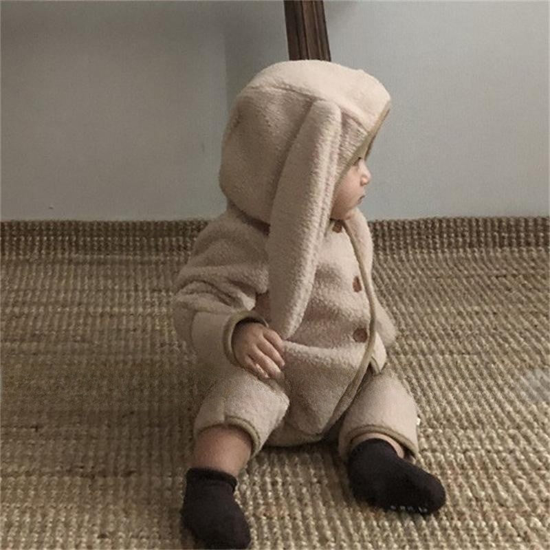 Cute Rabbit Ears Lamb Hair Hooded Outdoor Climbing Suit