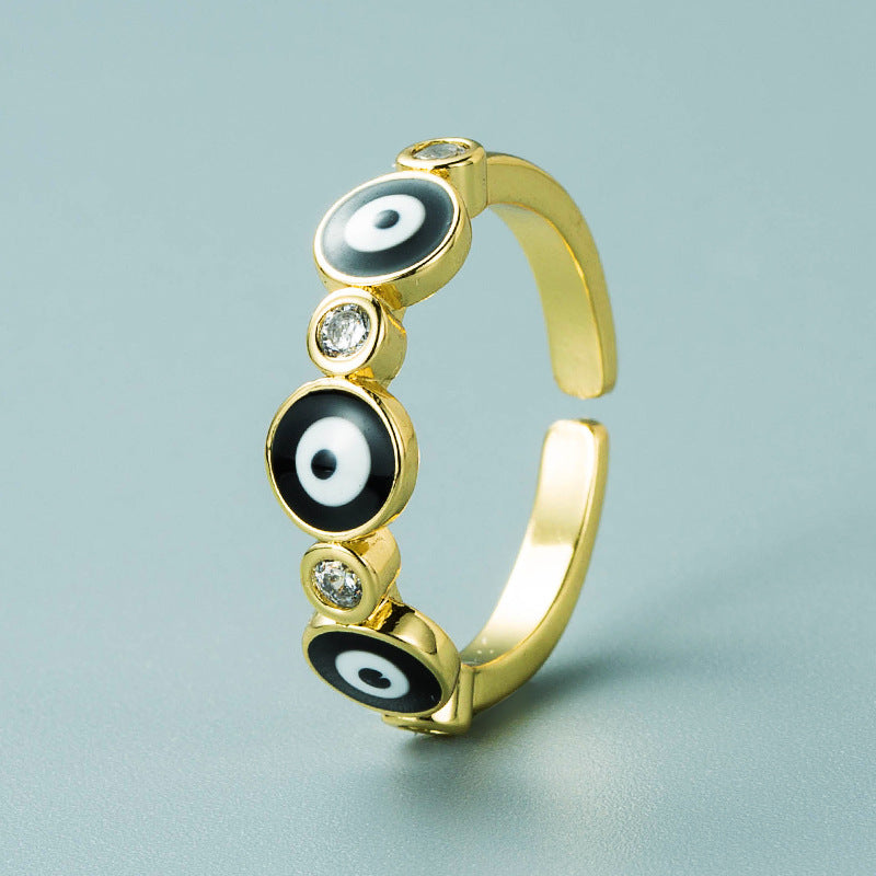 Ins European And American Copper Gold-plated Oil Eye Ring