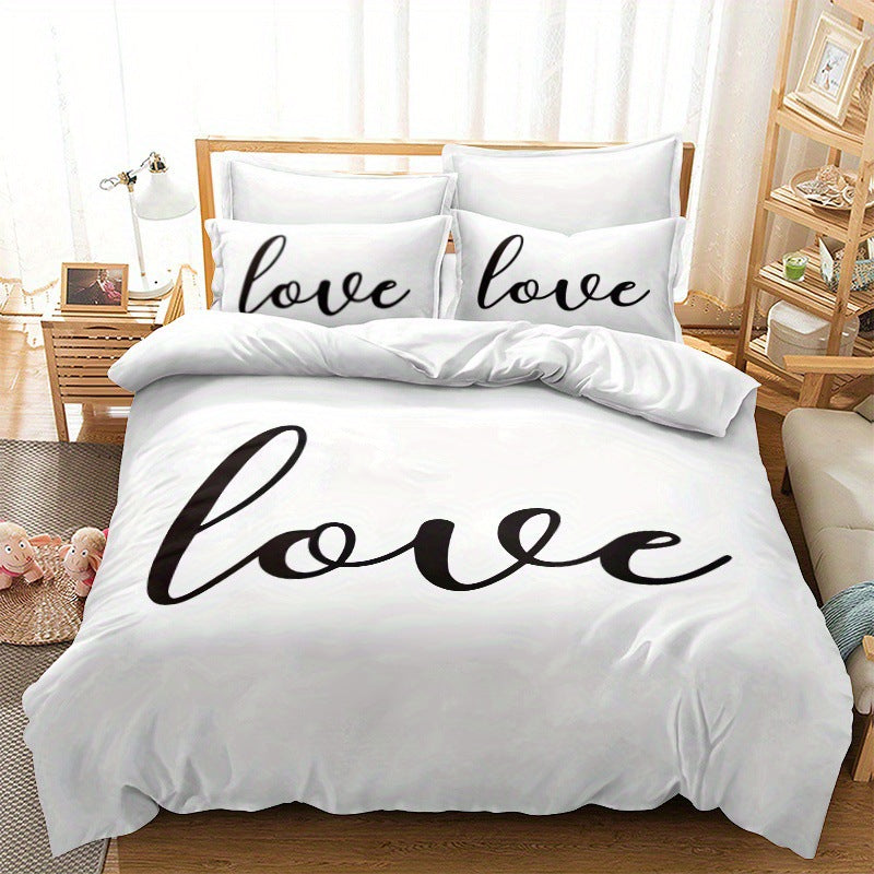 Simple Little Heart Quilt Cover Bedding Three-Piece Set