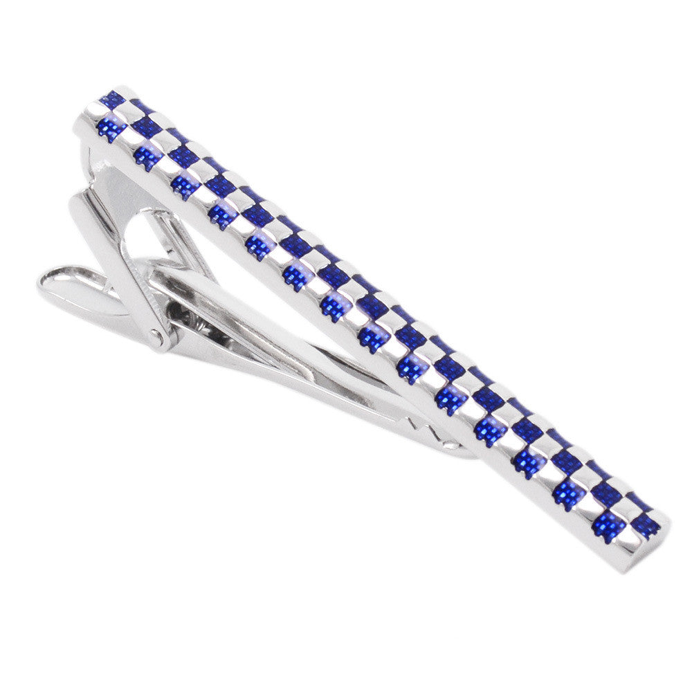 Classic Checkered Drops Transparent Blue Oil Formal Wear Business Neckline Clip